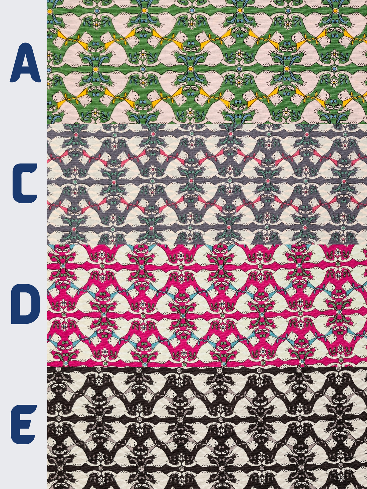 Yuwa - Kaleidoscope Cats Oxford Cotton Fabric - Gray