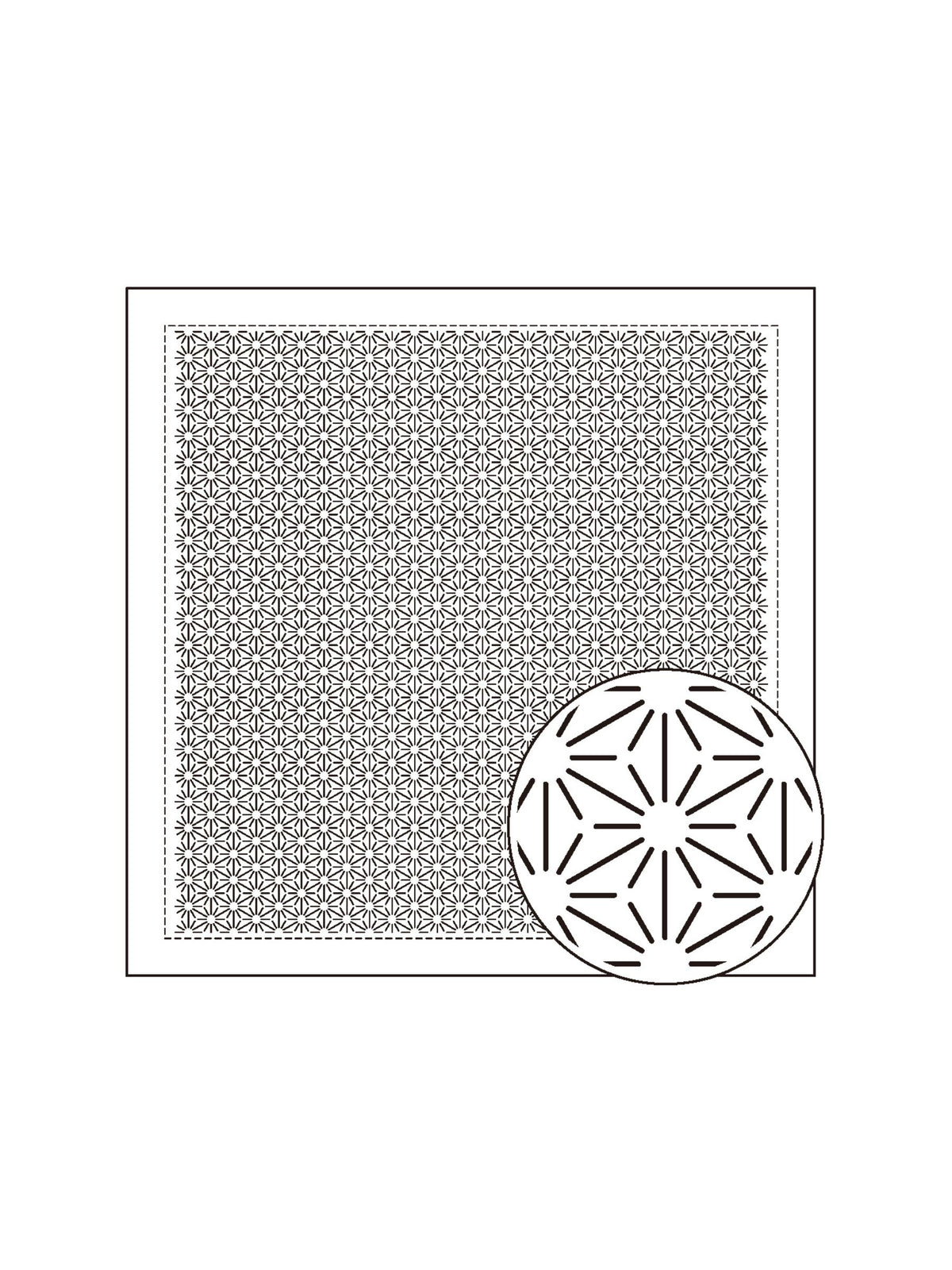 Olympus - Single Stitching Collection "Hemp Leaf" Cotton Sashiko Sampler Cloth - White