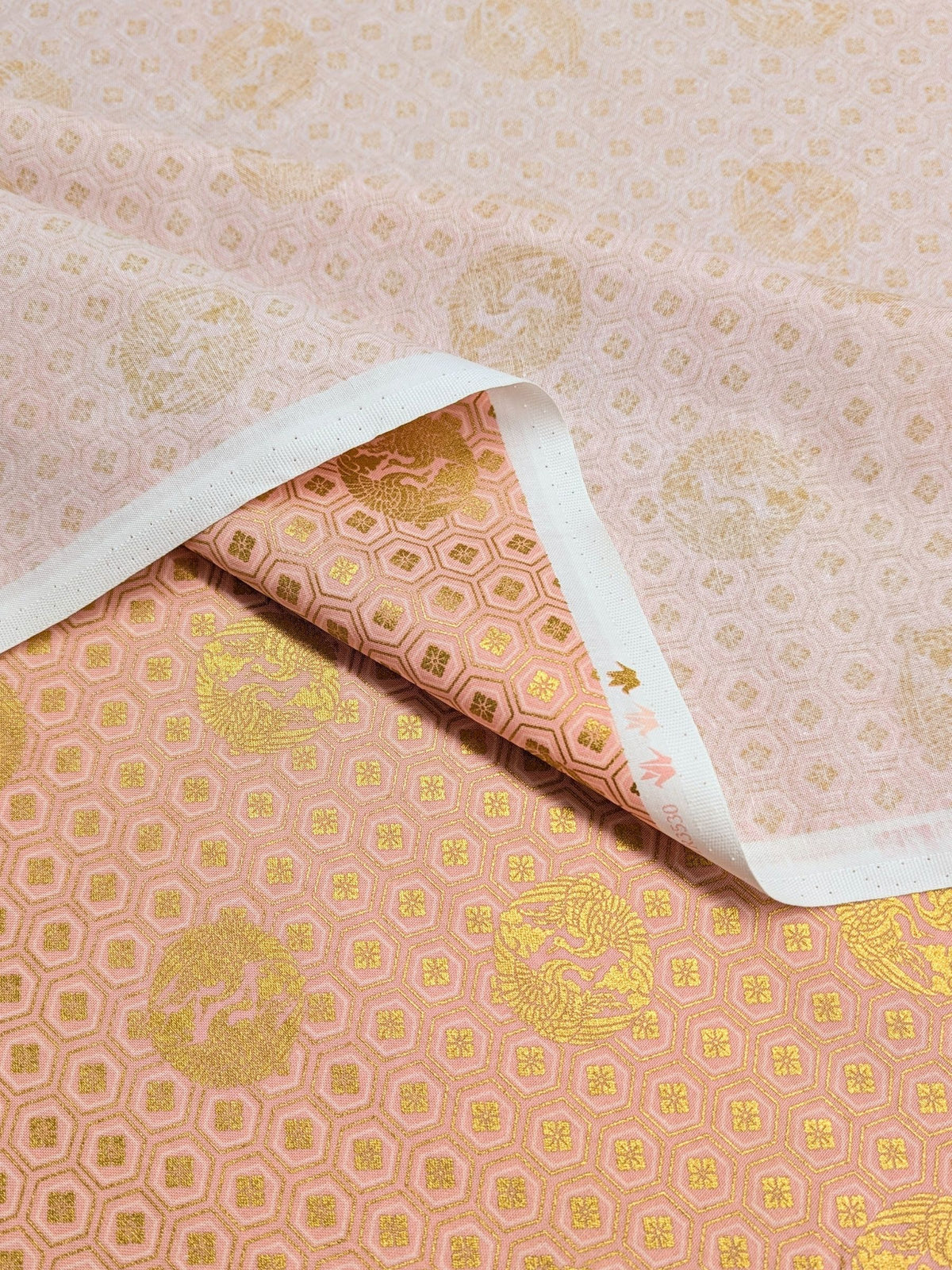 QuiltGate - Golden Cranes and Kikko Cotton Fabric - Pink