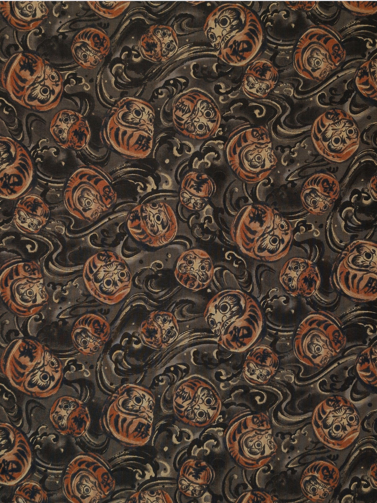 QuiltGate - Brushed Daruma & Waves Cotton Sheeting Fabric - Gray
