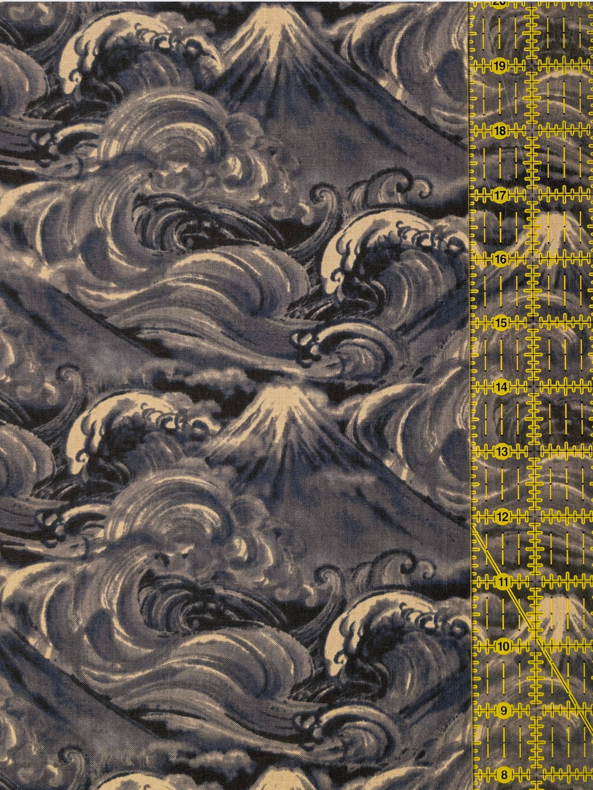 QuiltGate - Cloudy Brushed Ocean Mountains Cotton Sheeting Fabric - Dark Blue