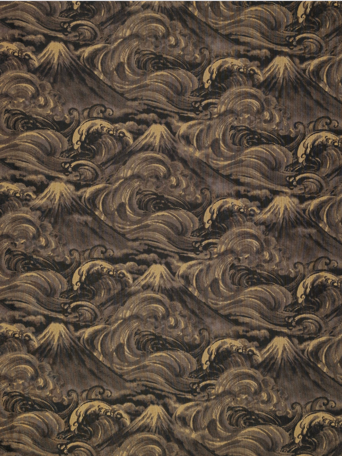 QuiltGate - Cloudy Brushed Ocean Mountains Cotton Sheeting Fabric - Gray Black