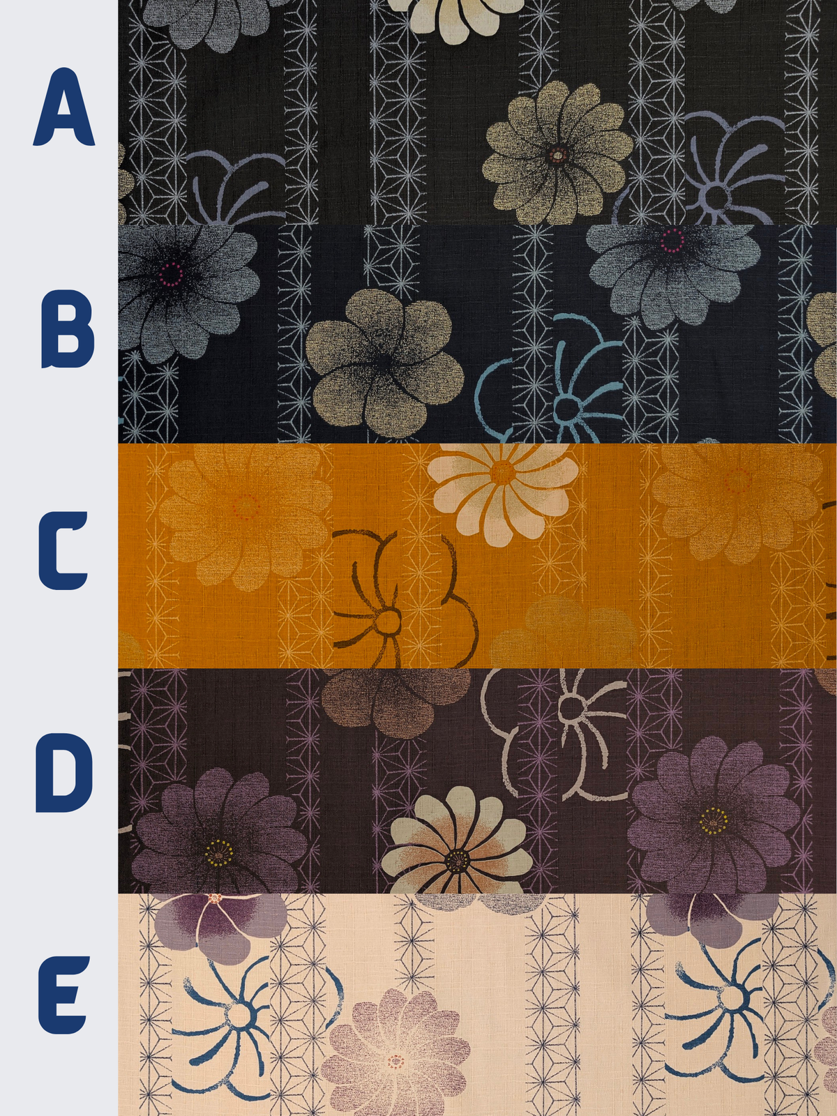 Kobayashi - Asanoha Stripe and Blossoms Cotton Dobby Fabric - Beige