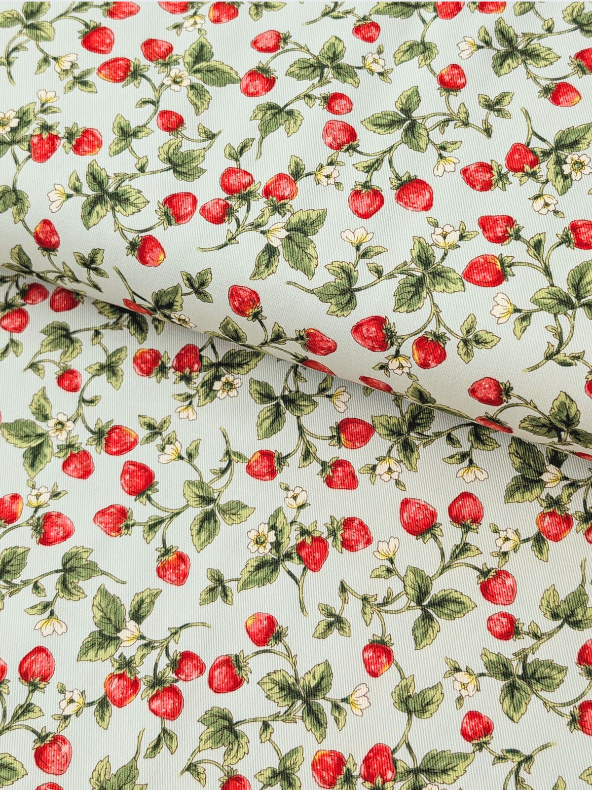 Kobayashi - Vining Strawberries Cotton Oxford Twill Fabric - Mint