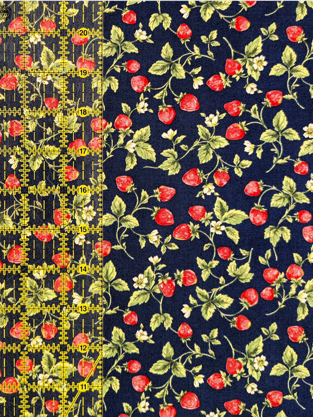 Kobayashi - Vining Strawberries Cotton Oxford Twill Fabric - Navy