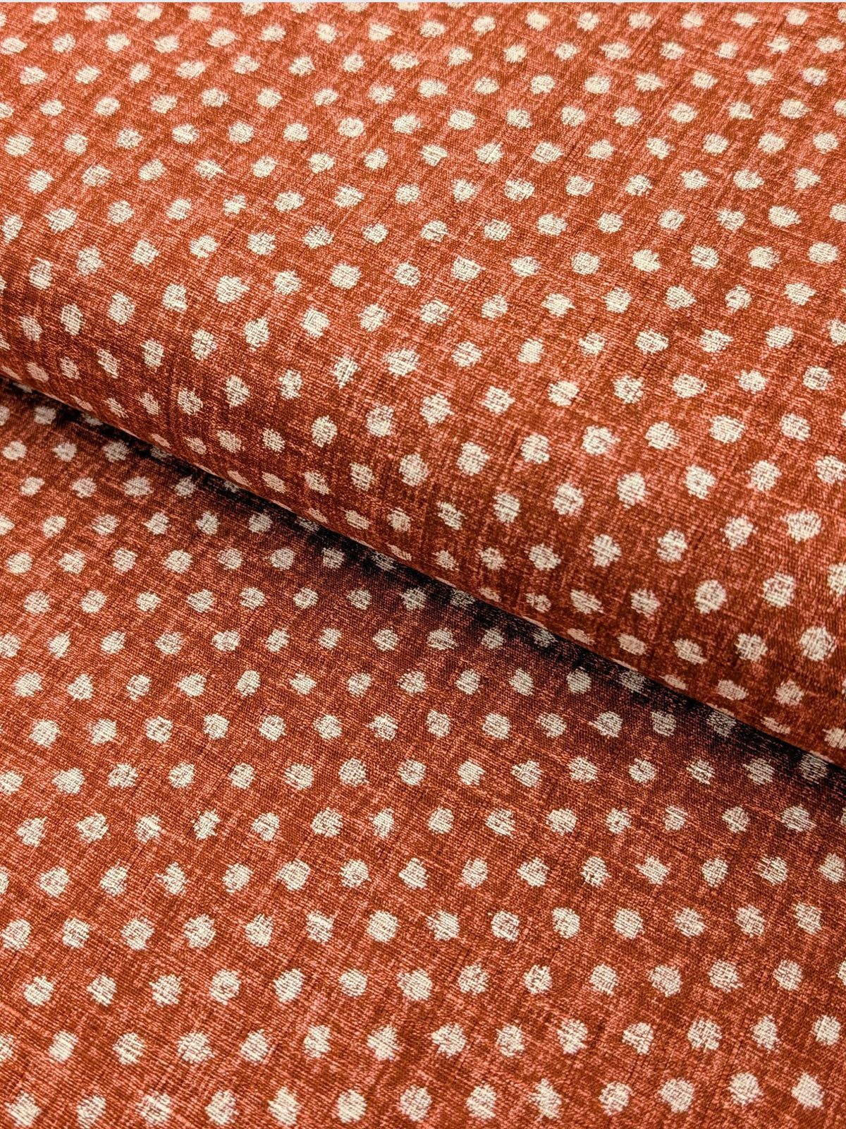 Morikiku - Small Dots Cotton Dobby Fabric - Coral