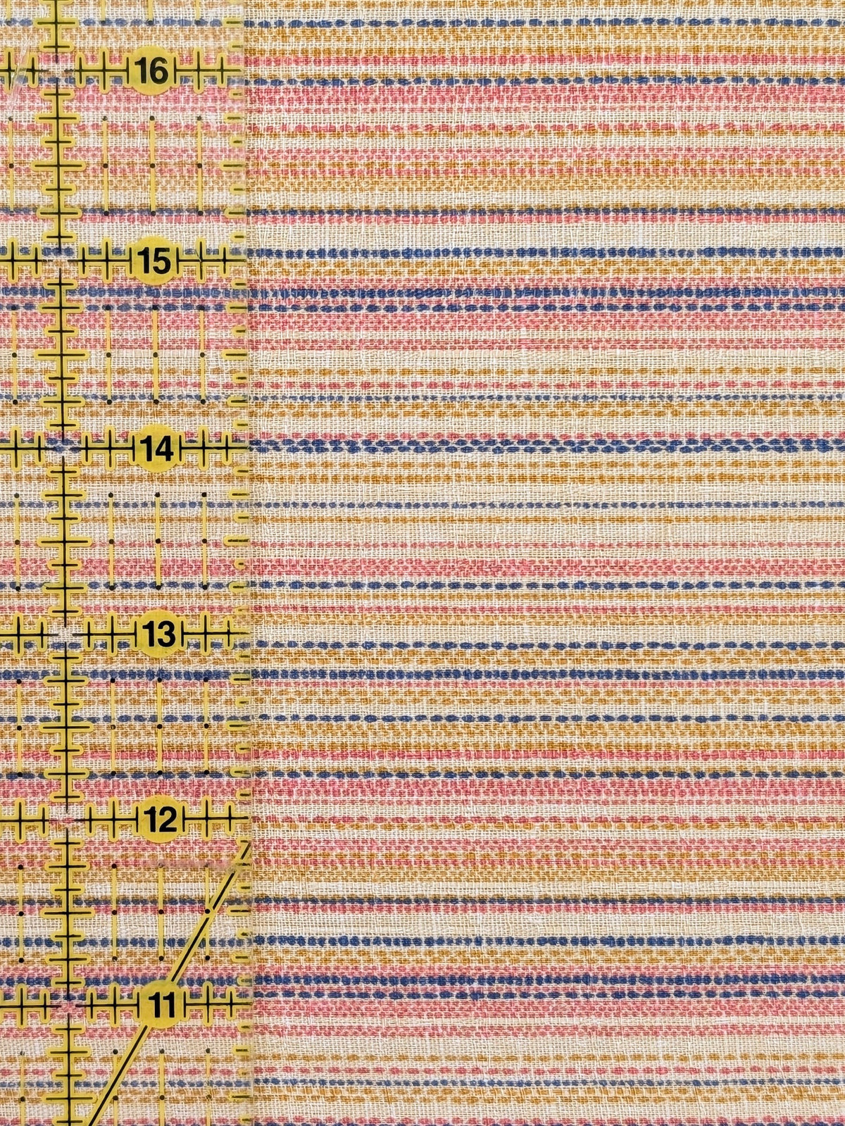 Morikiku - Textured Stripe Cotton Dobby Fabric - Beige
