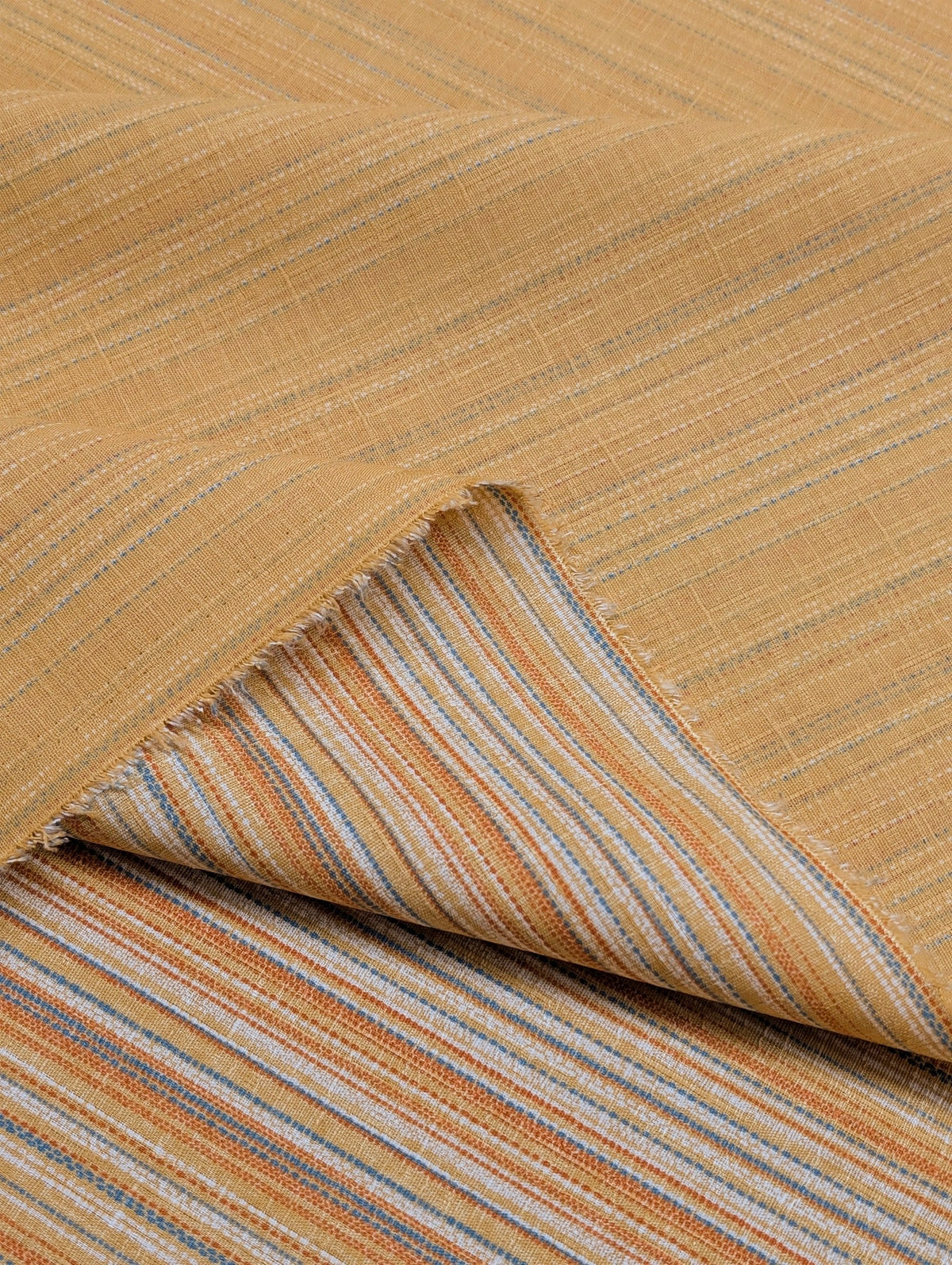 Morikiku - Textured Stripe Cotton Dobby Fabric - Yellow