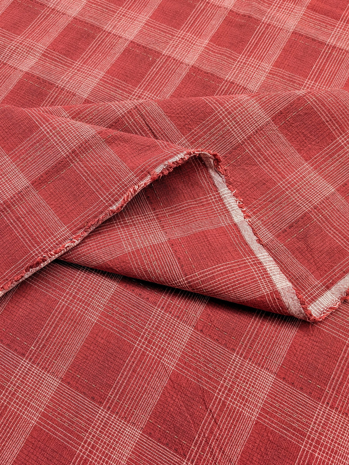 MYD - Glen Check Plaid Yarn Dyed Cotton Fabric - Red