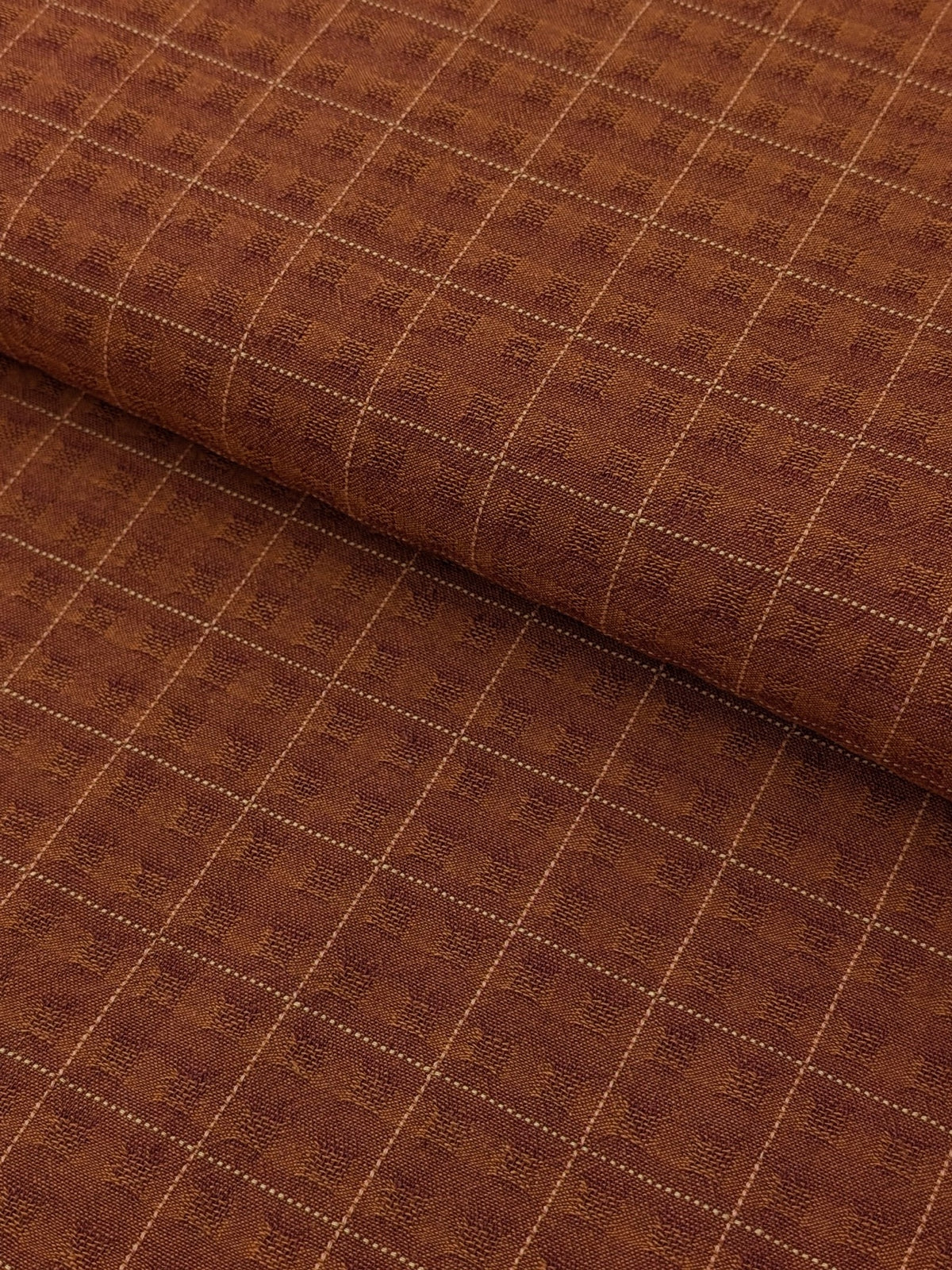 brick Brown fabric with a subtle check pattern