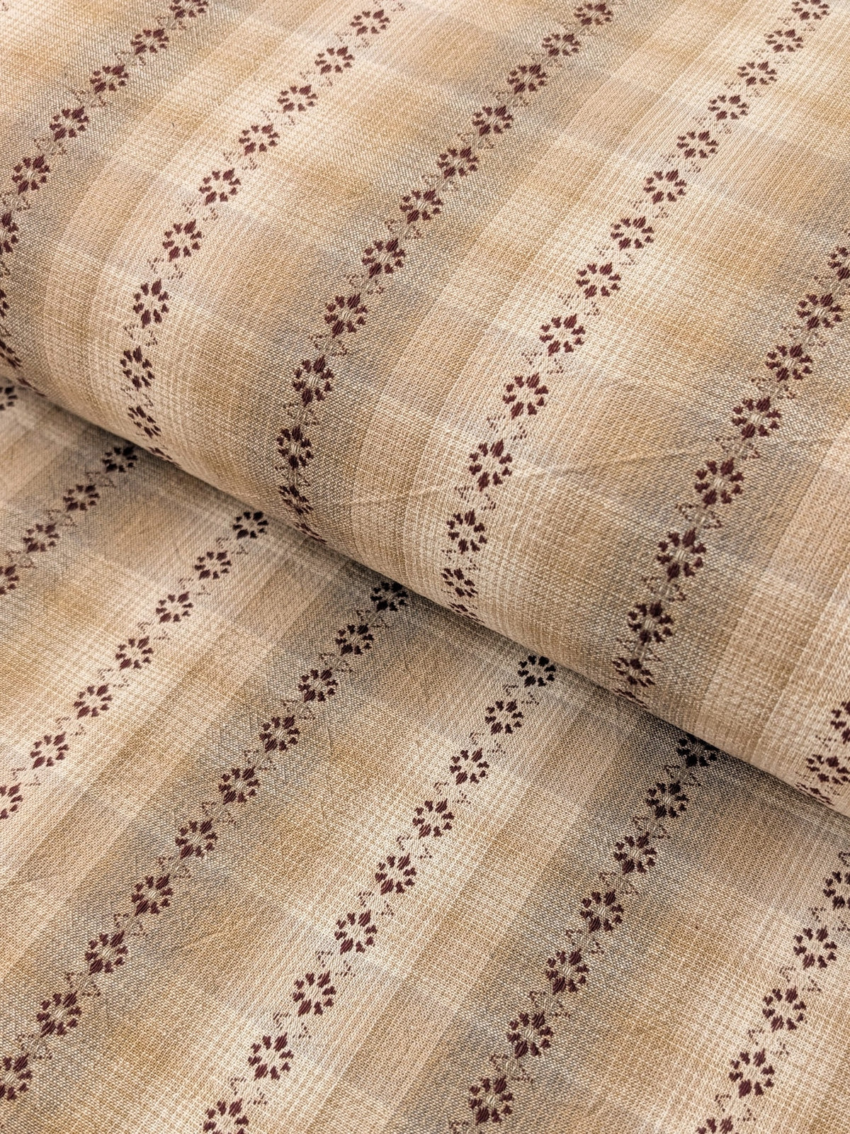 MYD - Daisy Chain Glen Check Plaid Yarn Dyed Cotton Fabric - Beige and Gray