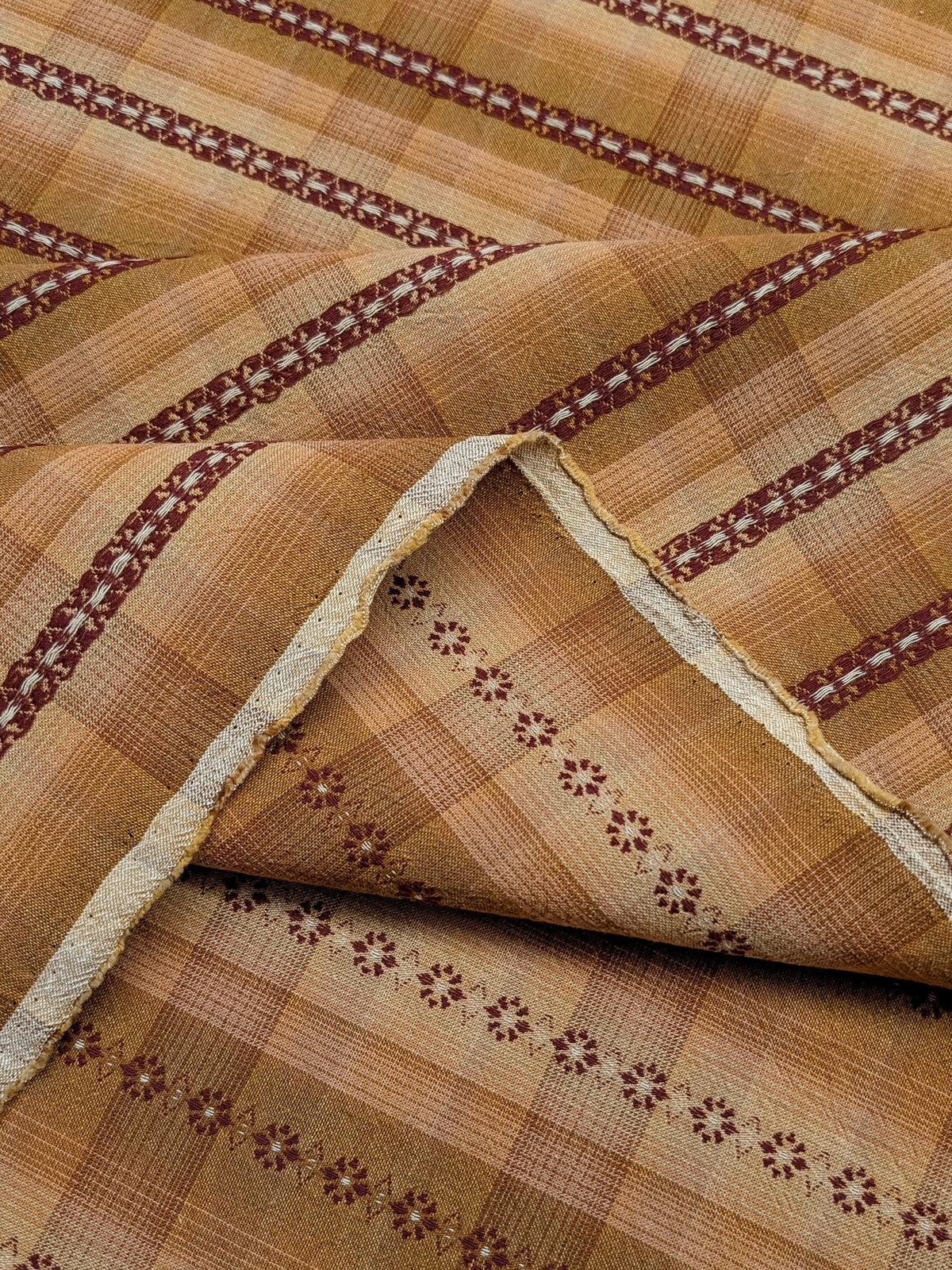 MYD - Daisy Chain Glen Check Plaid Yarn Dyed Cotton Fabric - Mustard and Cream