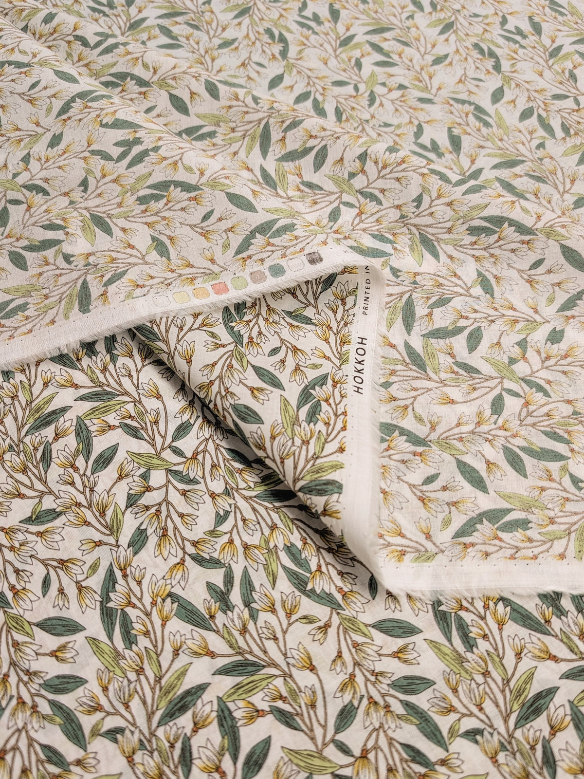 Hokkoh - Trailing Lilies Cotton Lawn Fabric - Beige