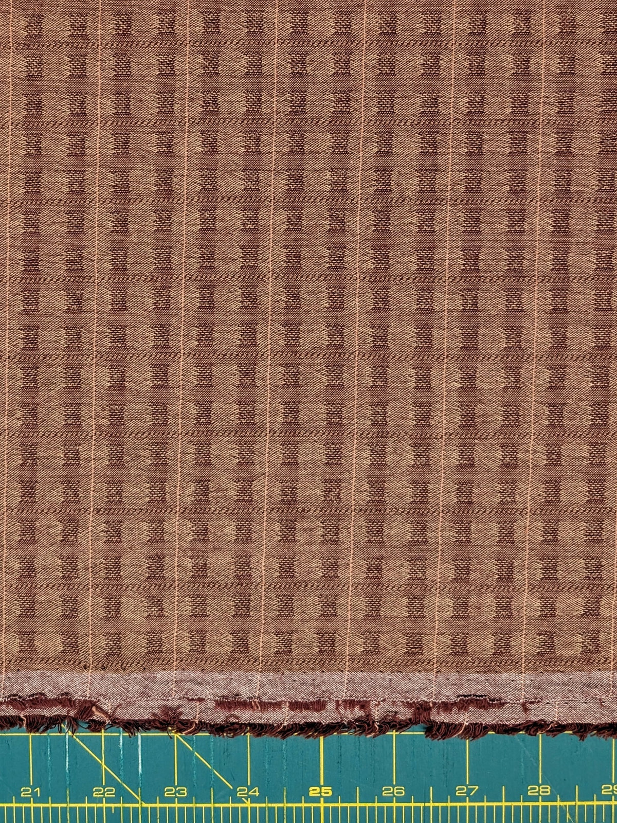 MYD - Textured Windowpane Plaid Yarn Dyed Cotton Fabric - Burgundy