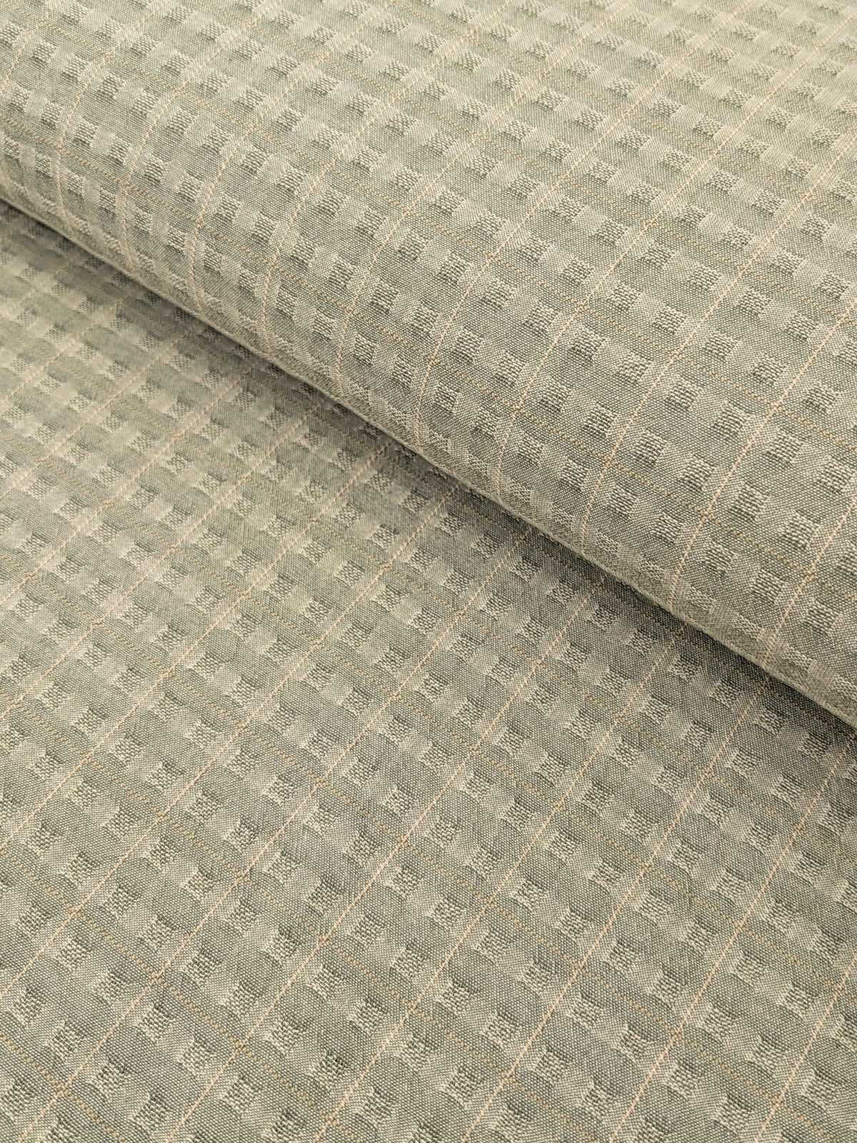 MYD - Textured Windowpane Plaid Yarn Dyed Cotton Fabric - Light Green