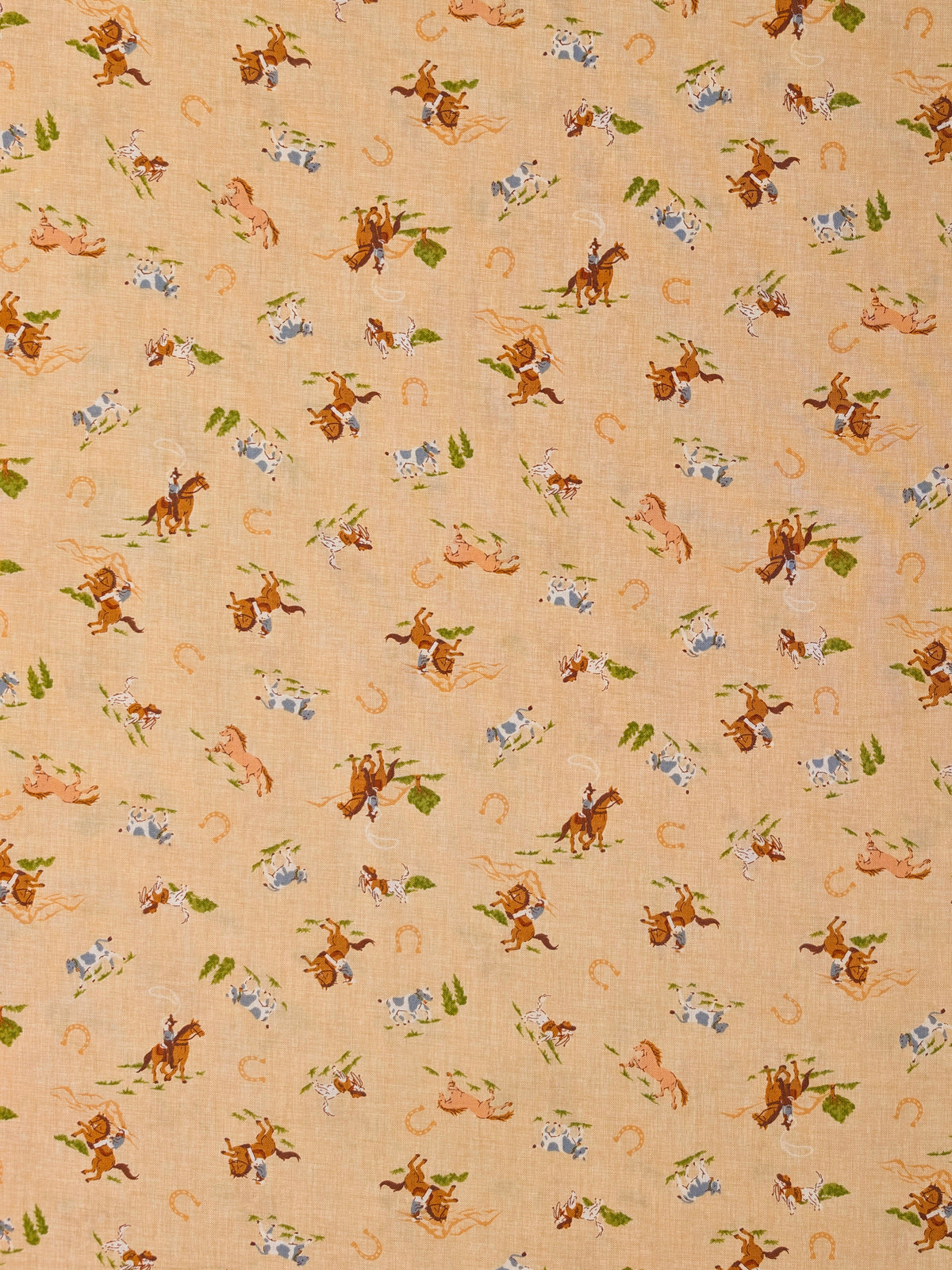 Vancet - Old Western Feed Sack Print Cotton Fabric - Beige REMNANT