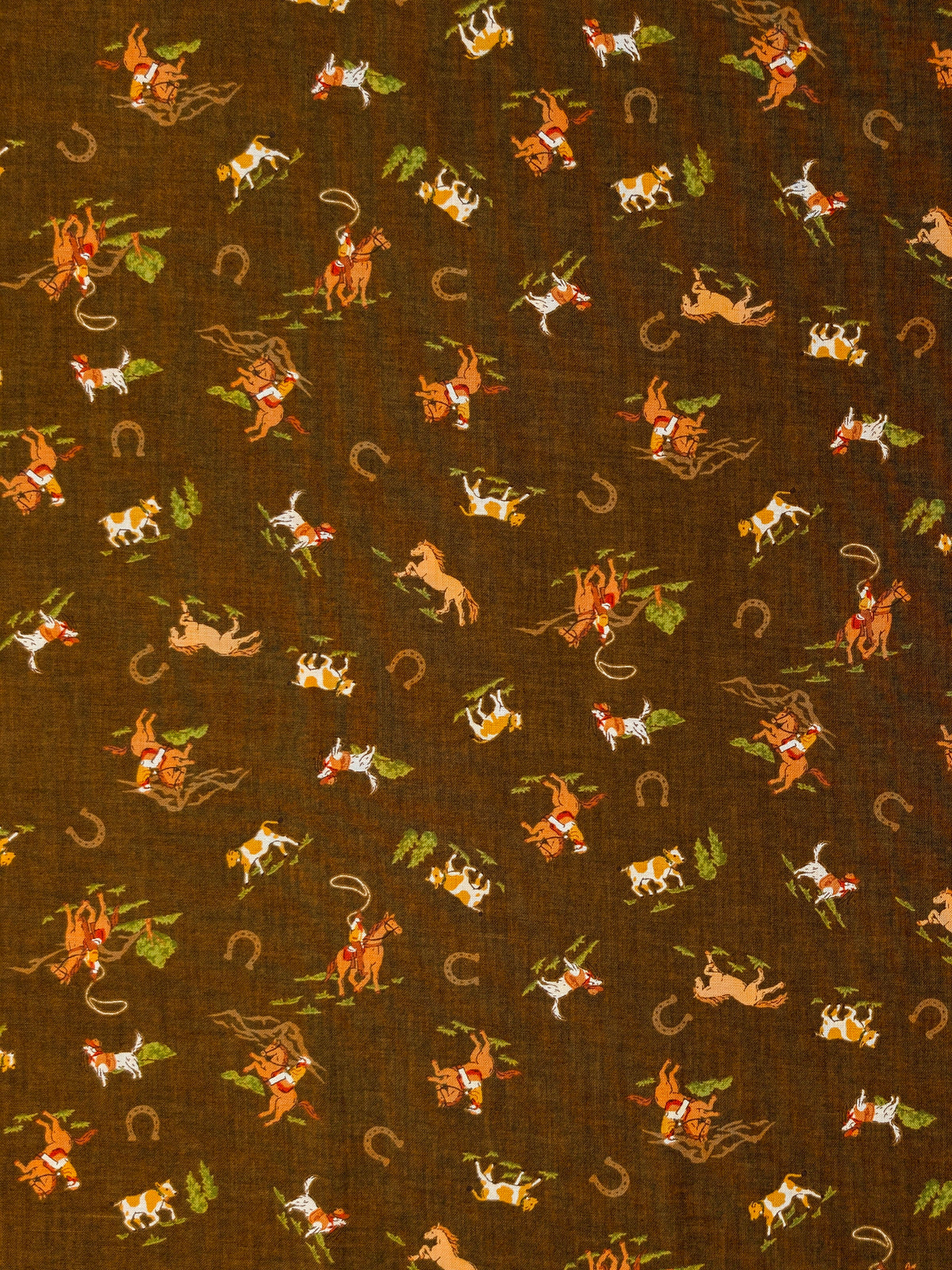 Vancet - Old Western Feed Sack Print Cotton Fabric - Brown