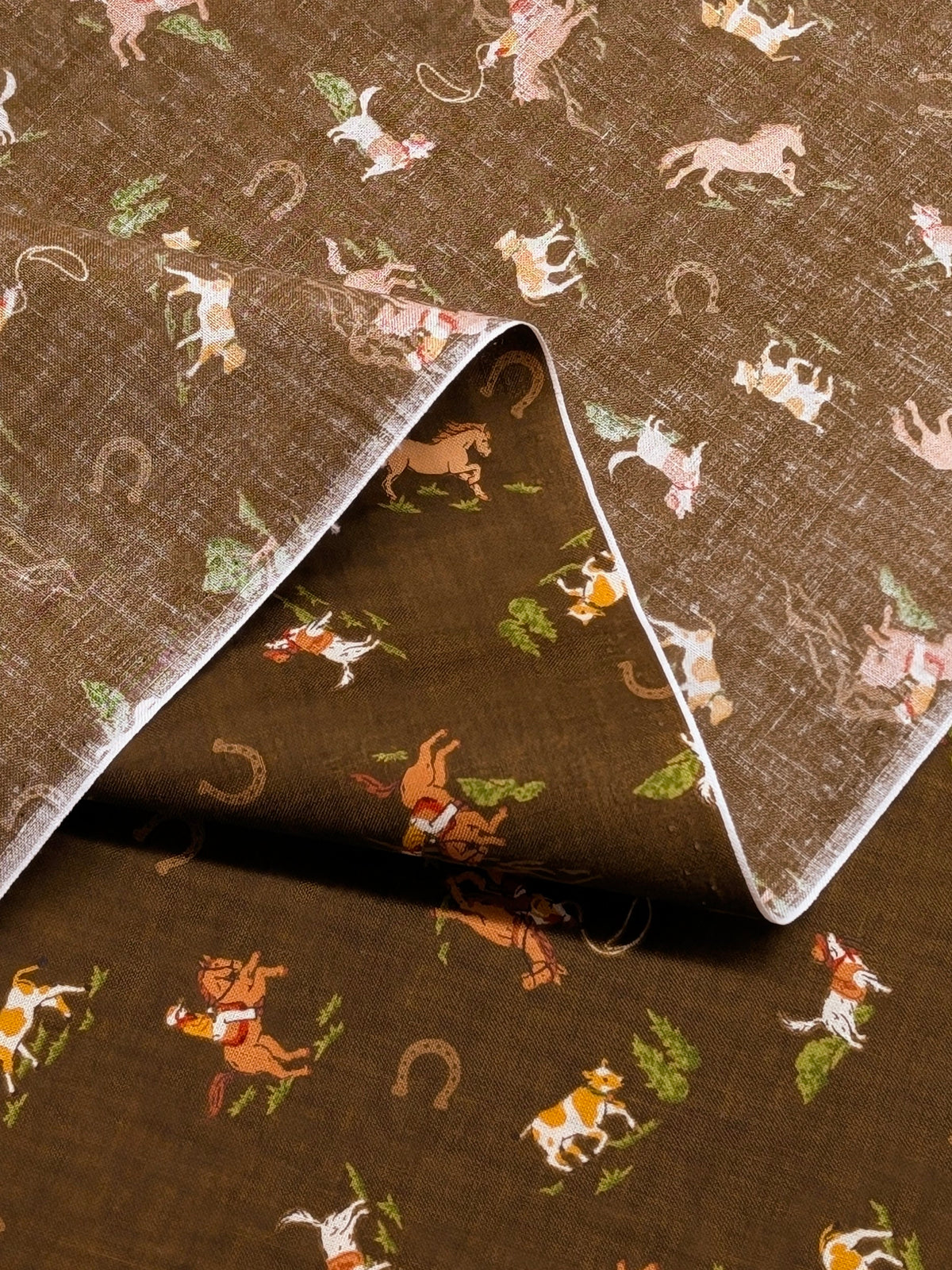 Vancet - Old Western Feed Sack Print Cotton Fabric - Brown