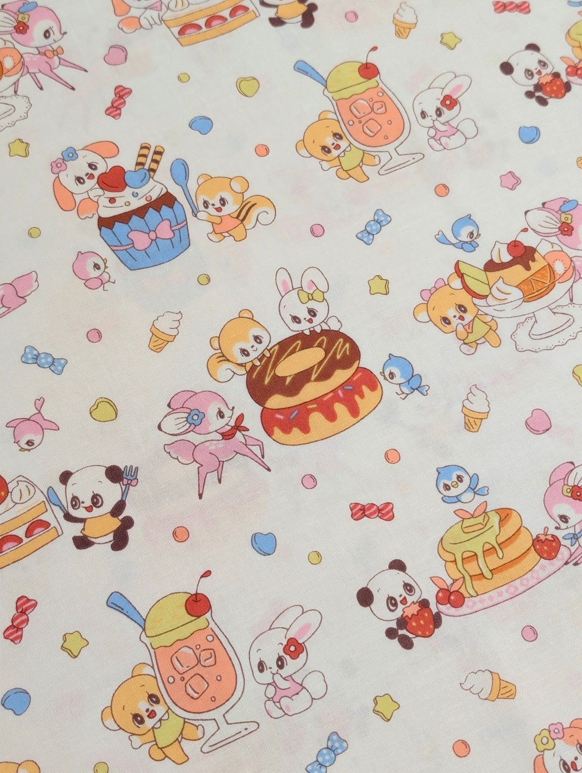 Yuwa - 90s Retro Sweet Shoppe Cotton Sheeting Fabric - White