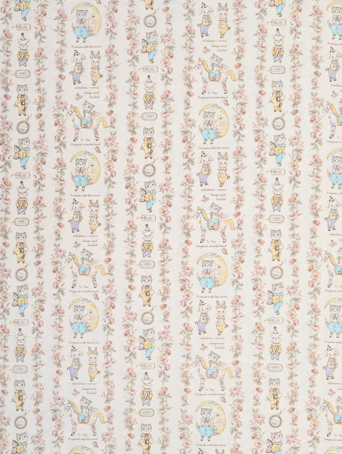 Yuwa - Magical Wonderland Baby Animals Cotton Sheeting Fabric - White