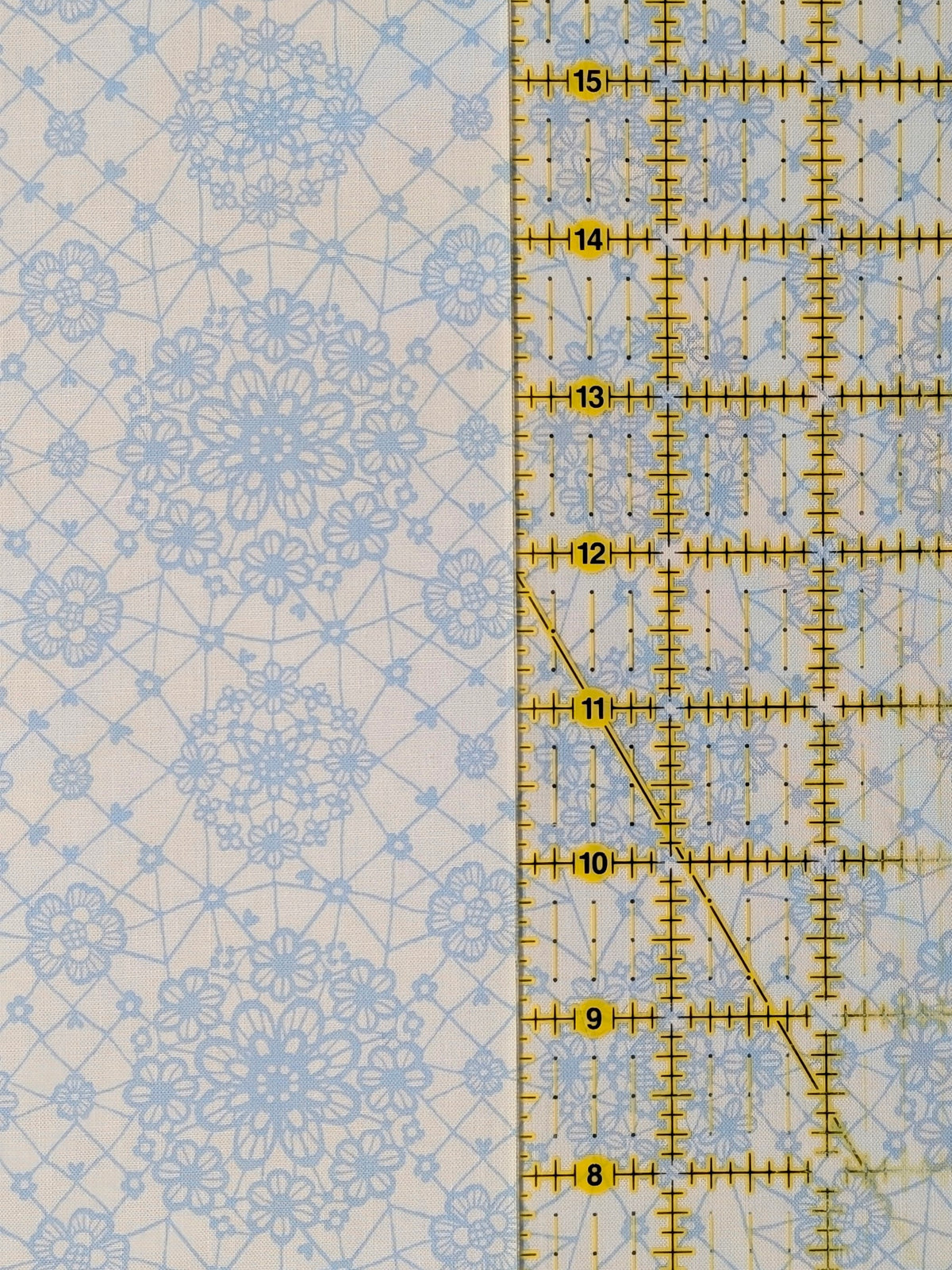 Yuwa - Floral Lace Print Cotton Sheeting Fabric - Light Blue