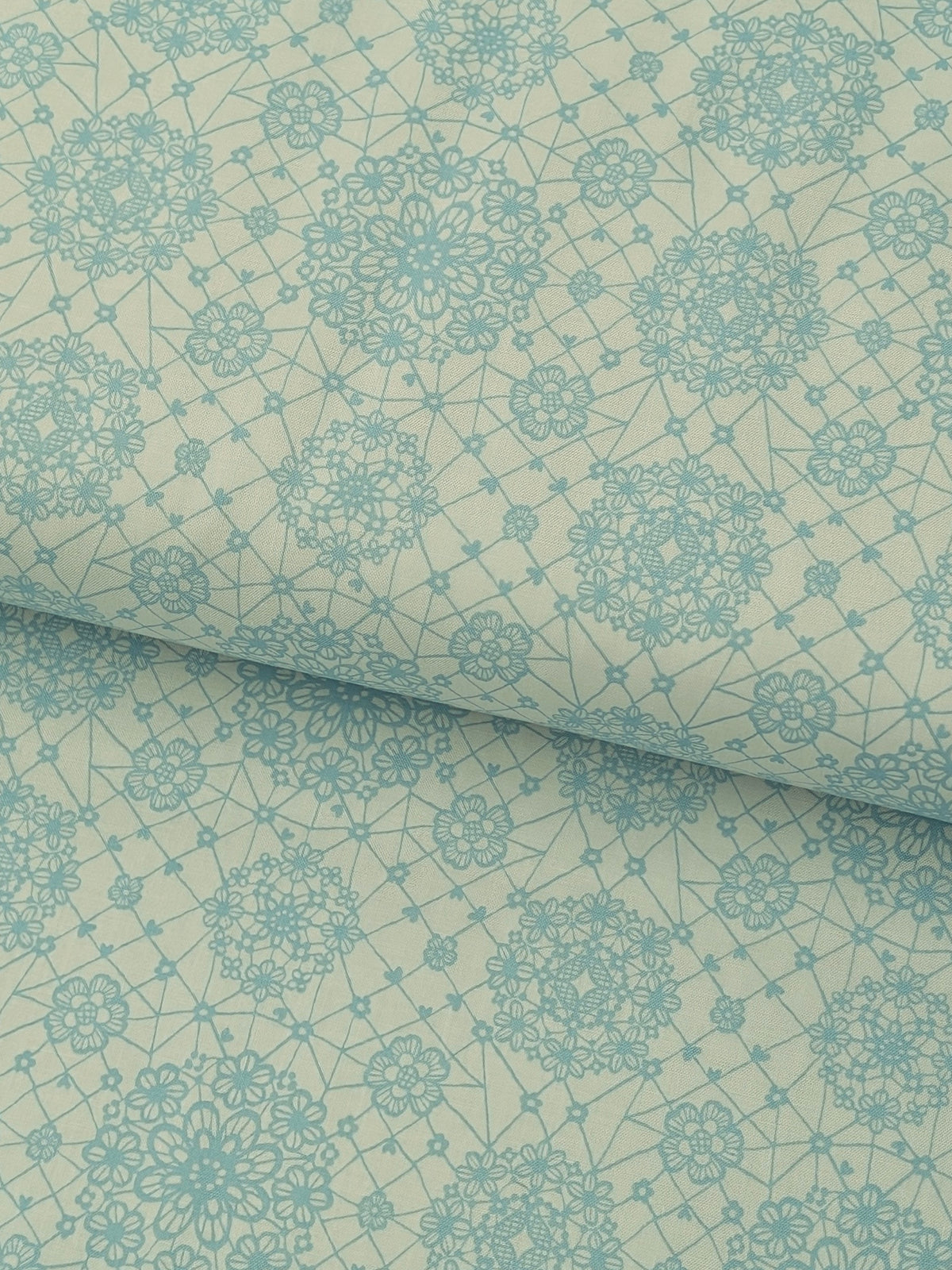 Yuwa - Floral Lace Print Cotton Sheeting Fabric - Teal