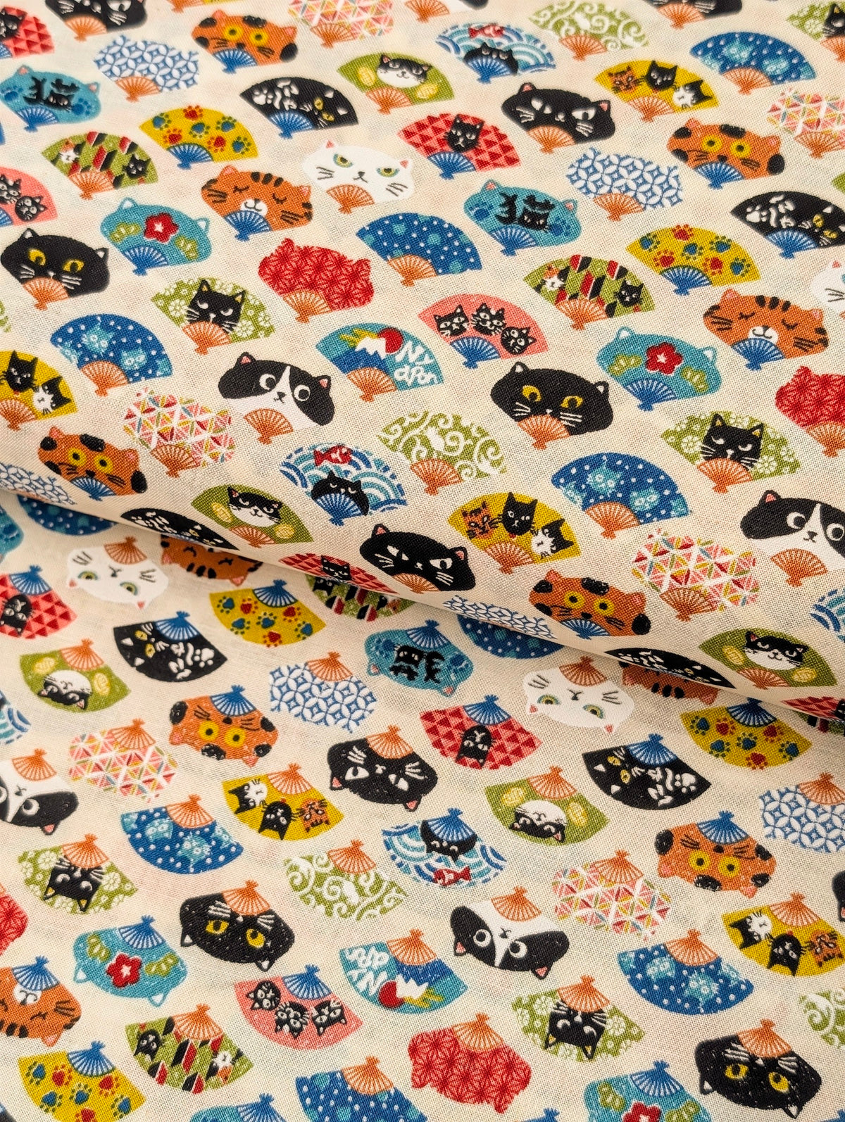 CoCo - Neko Fans Cotton Shirting Fabric - Beige REMNANT