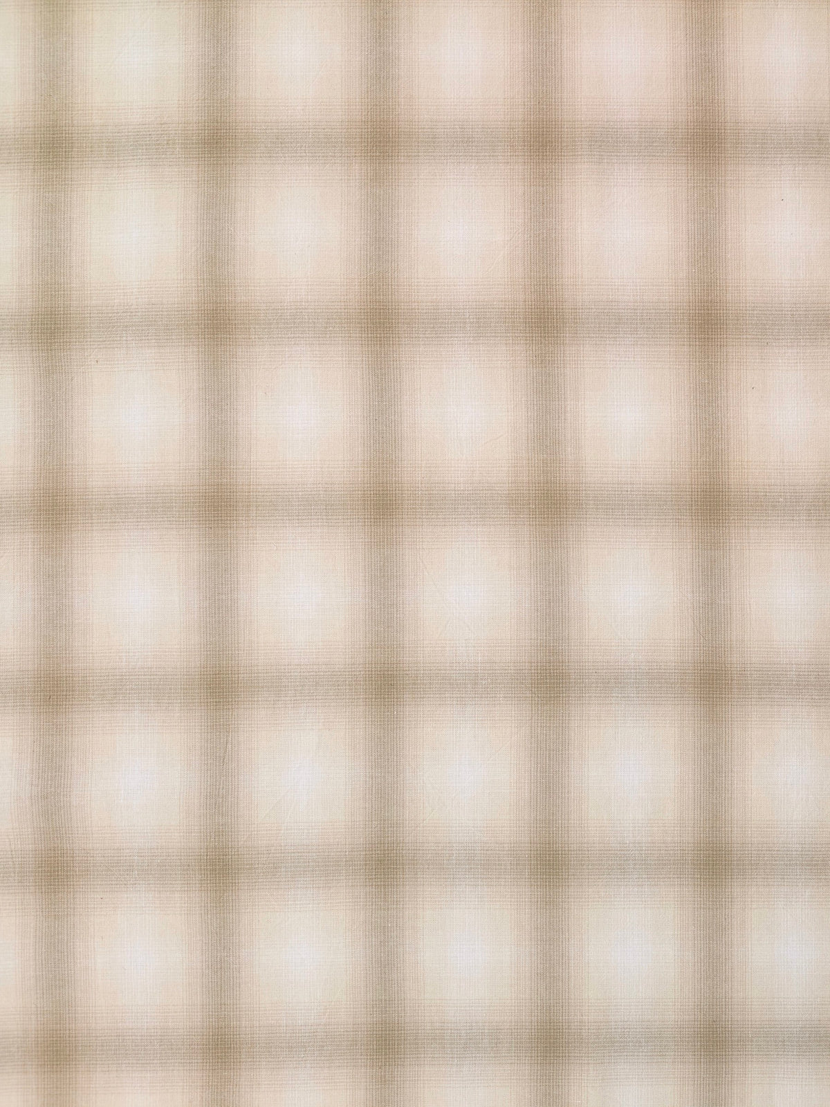 Handworks - Giant Windowpane Plaid Yarn Dyed Cotton Fabric - Beige