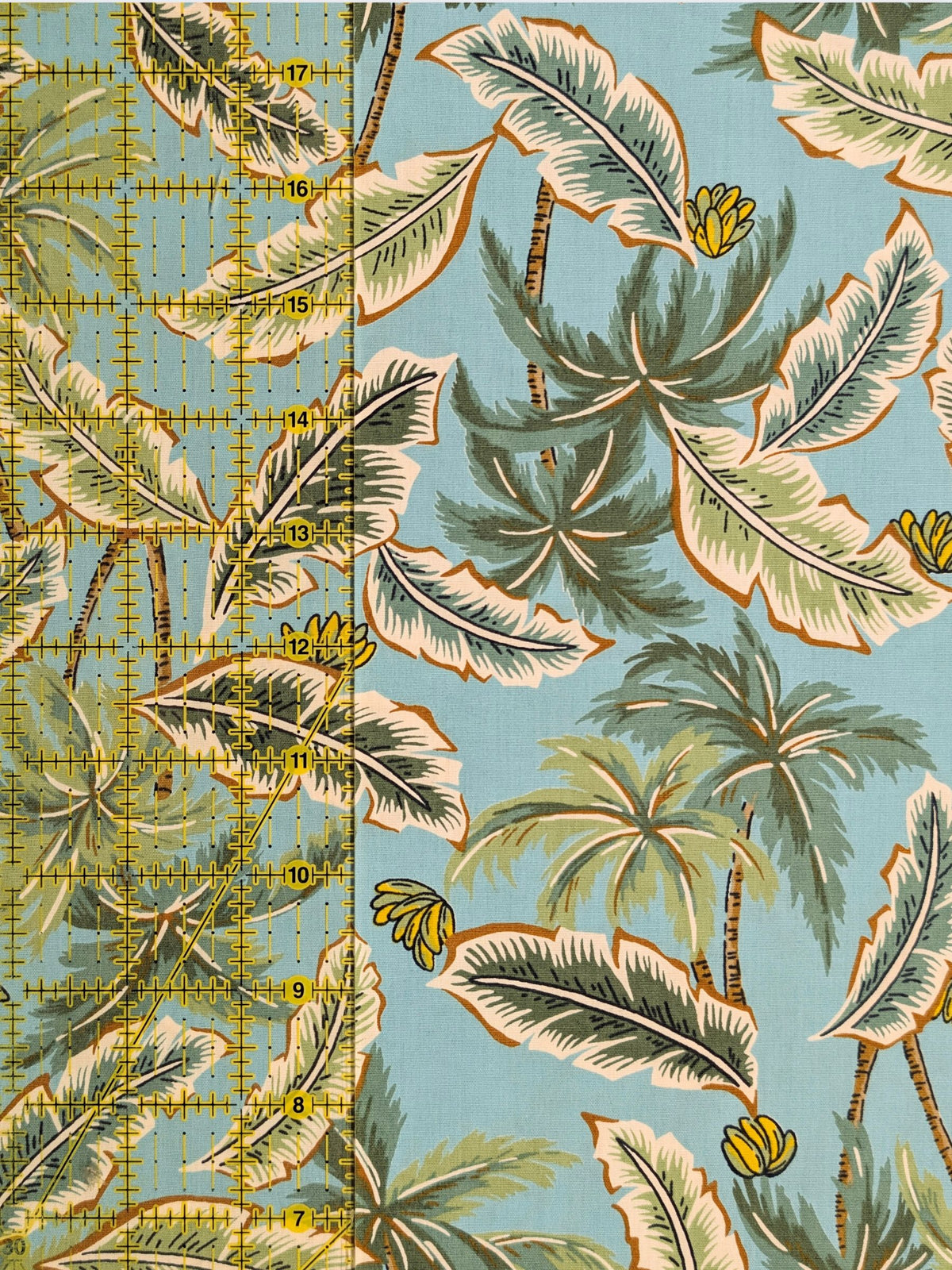 Sevenberry - Tropical Palms Cotton Broadcloth Fabric - Turquoise