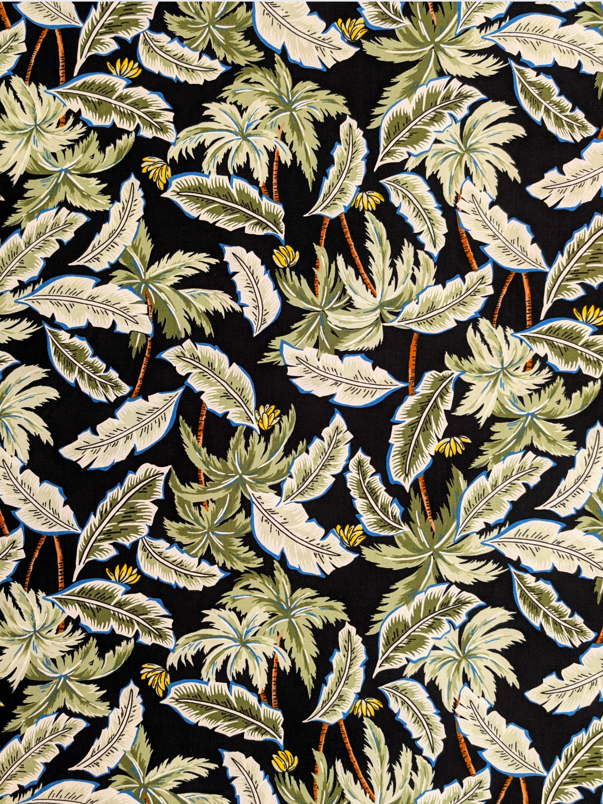 Sevenberry - Tropical Palms Cotton Broadcloth Fabric - Black