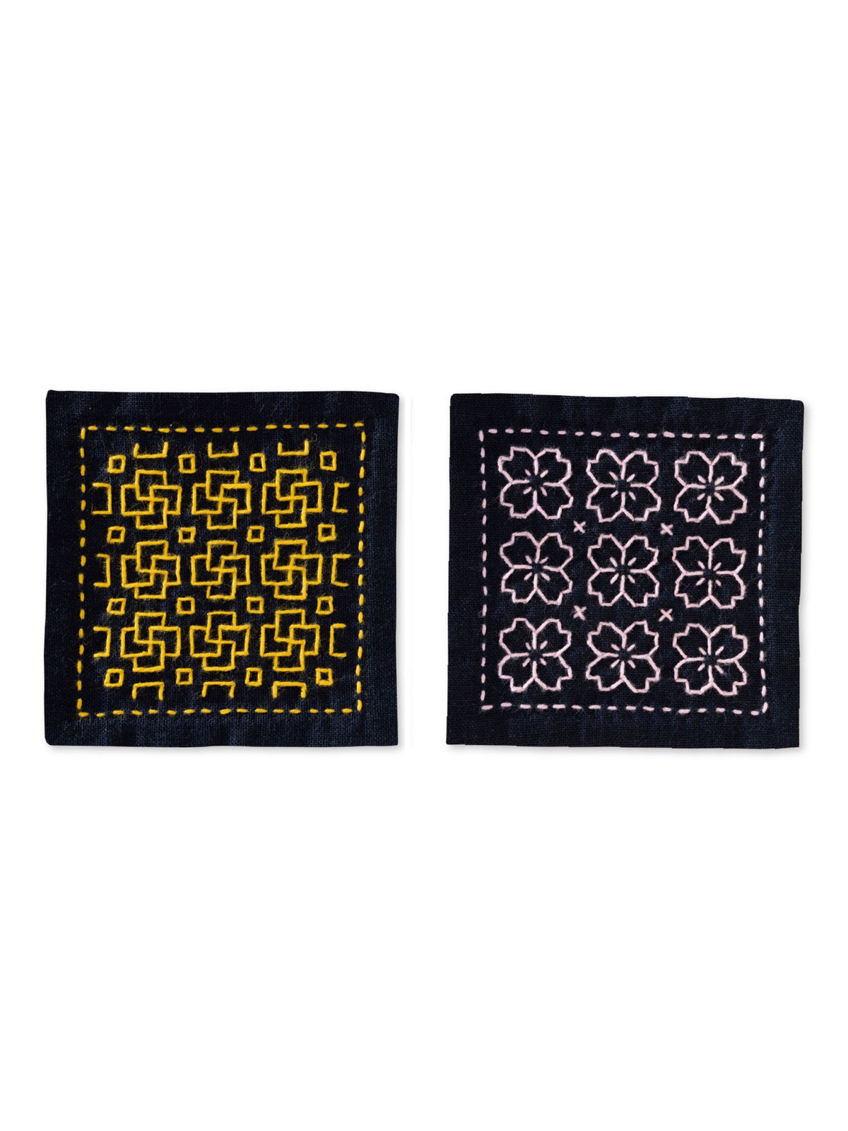 Olympus - Sashiko Coaster "Buds and Cherry Blossom" Sampler Kit - Navy