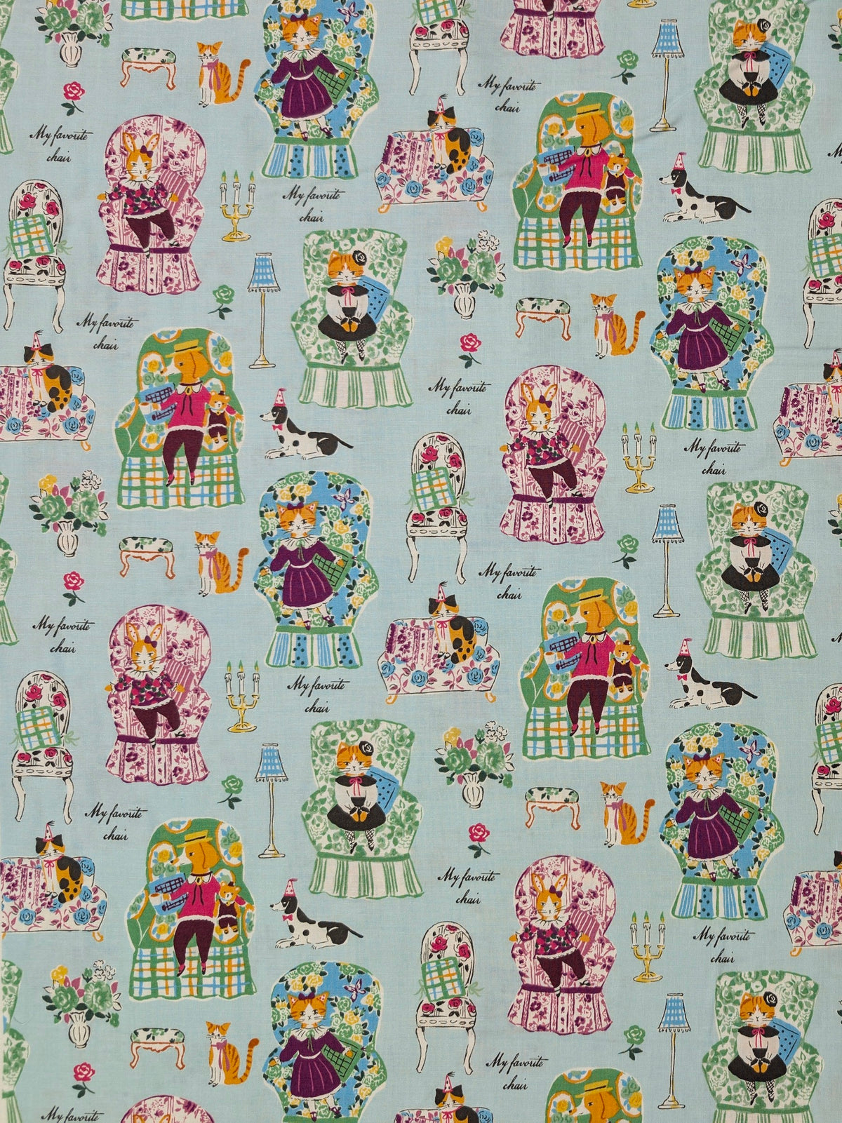 Yuwa - My Favorite Chair Cotton Shirting Fabric - Teal