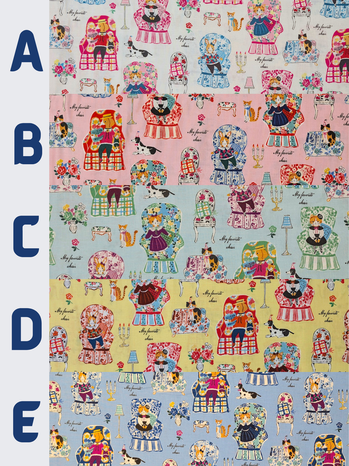 Yuwa - My Favorite Chair Cotton Shirting Fabric - Blue