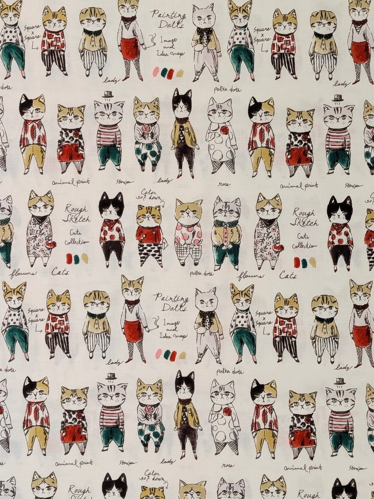 Yuwa - Concept Cats Cotton Shirting Fabric - White