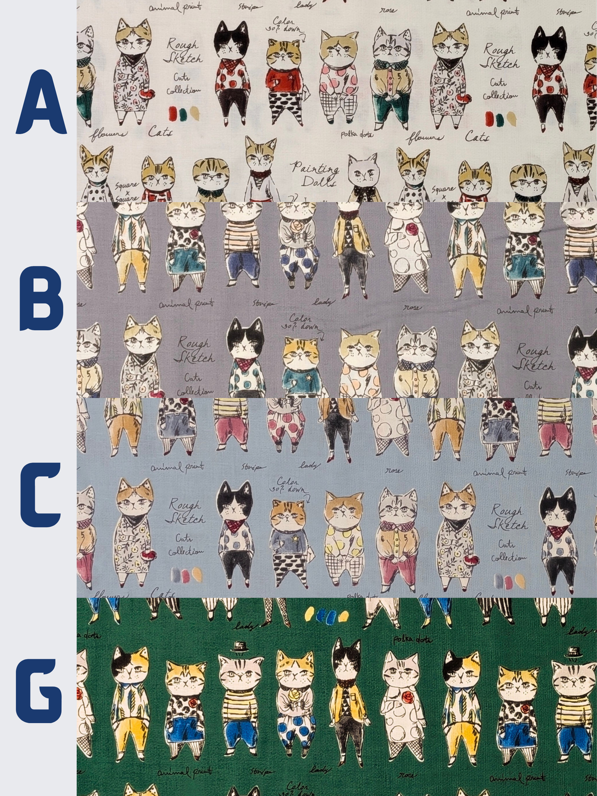Yuwa - Concept Cats Cotton Shirting Fabric - Blue