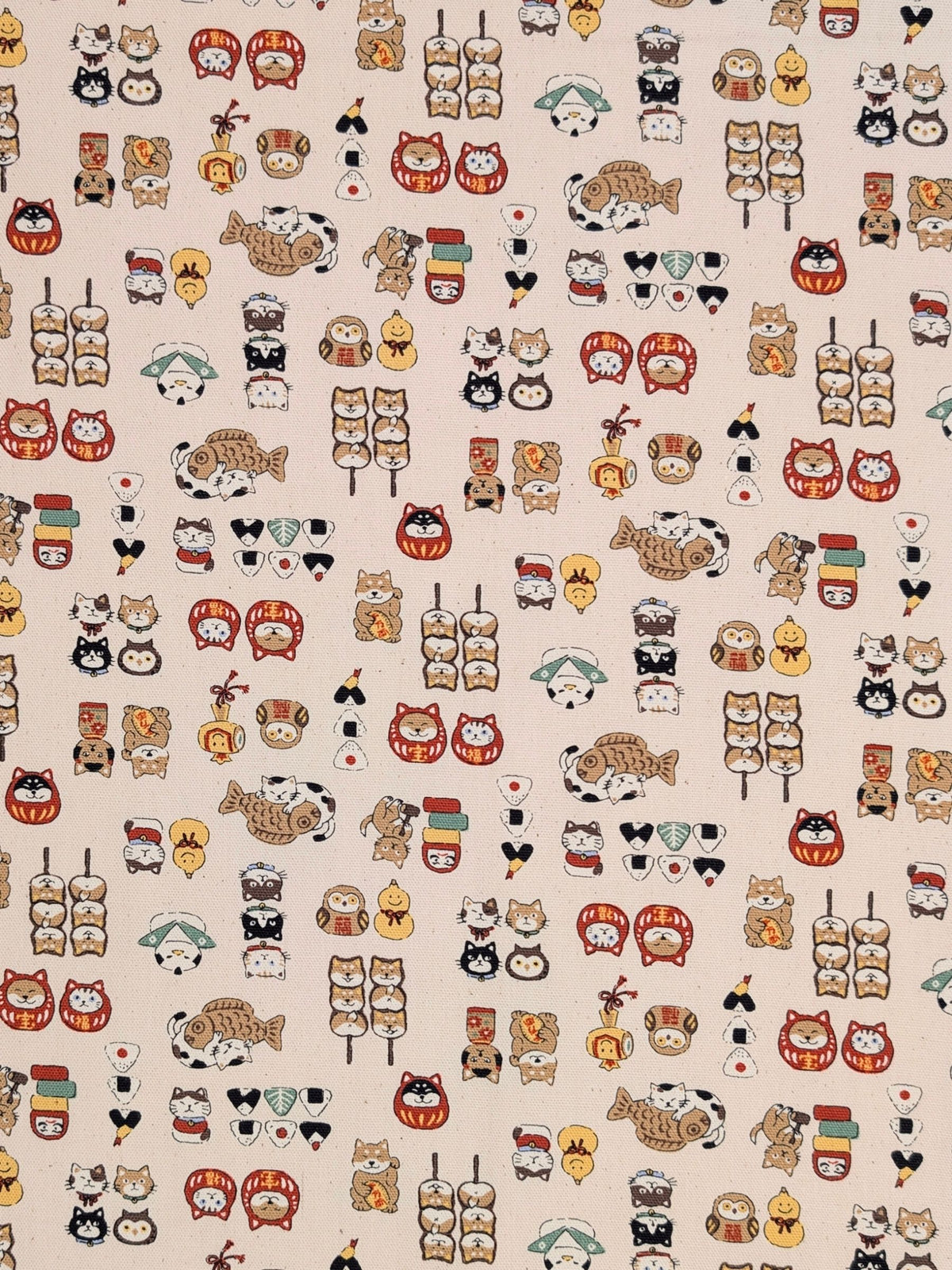 Kokka - Chibi-Pri Cotton Oxford Fabric - Beige REMNANT