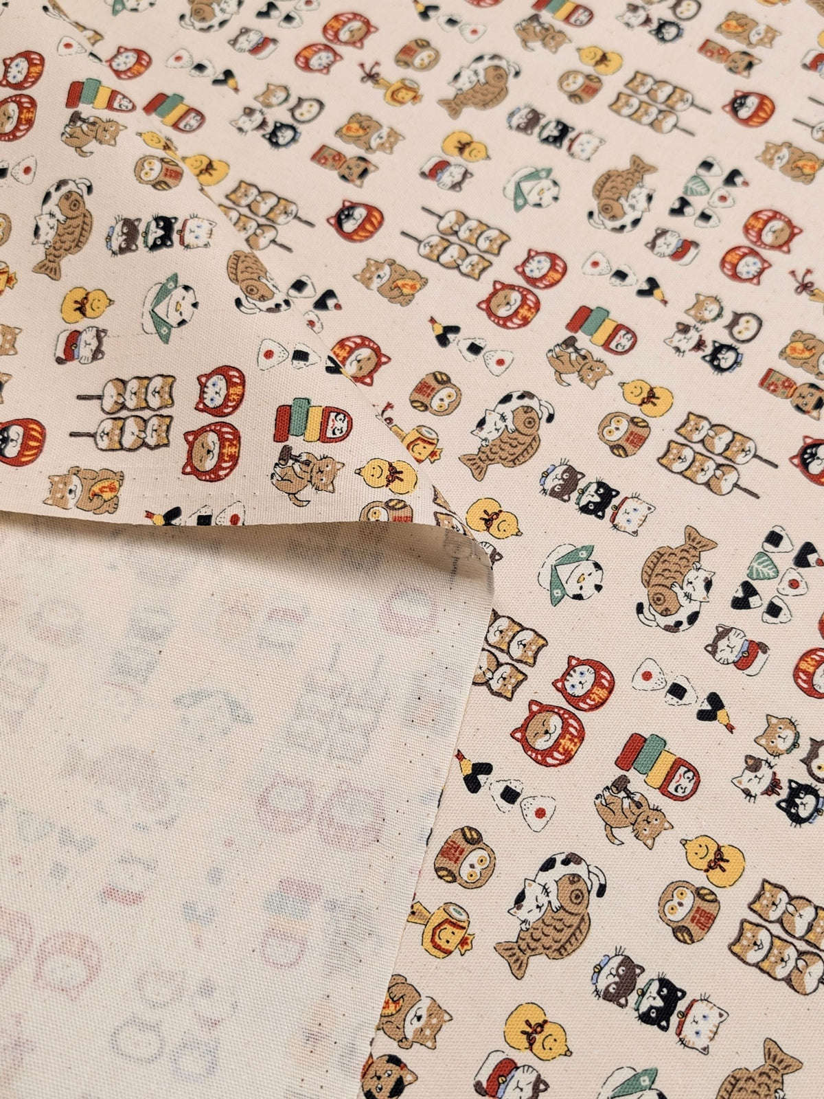 Kokka - Chibi-Pri Cotton Oxford Fabric - Beige REMNANT