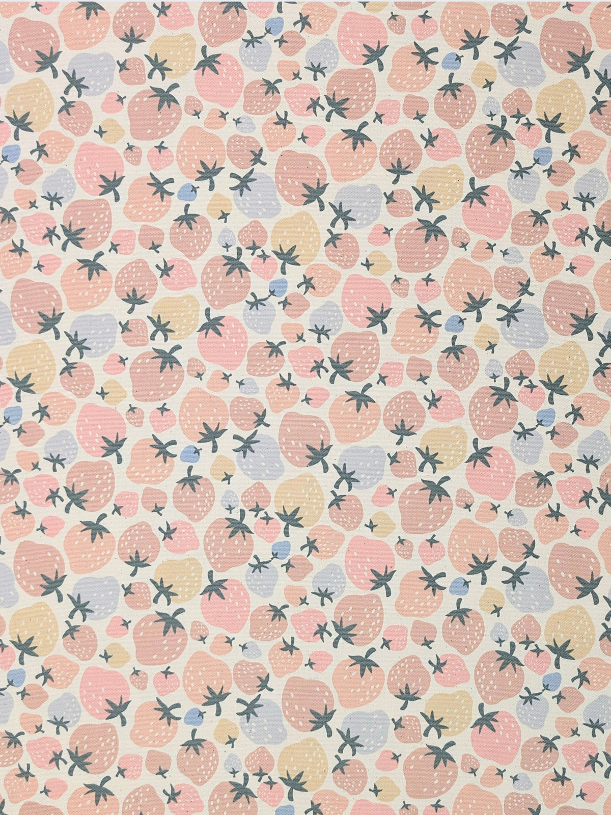 Kokka - Pastel Strawberries Cotton Oxford Fabric - Pink