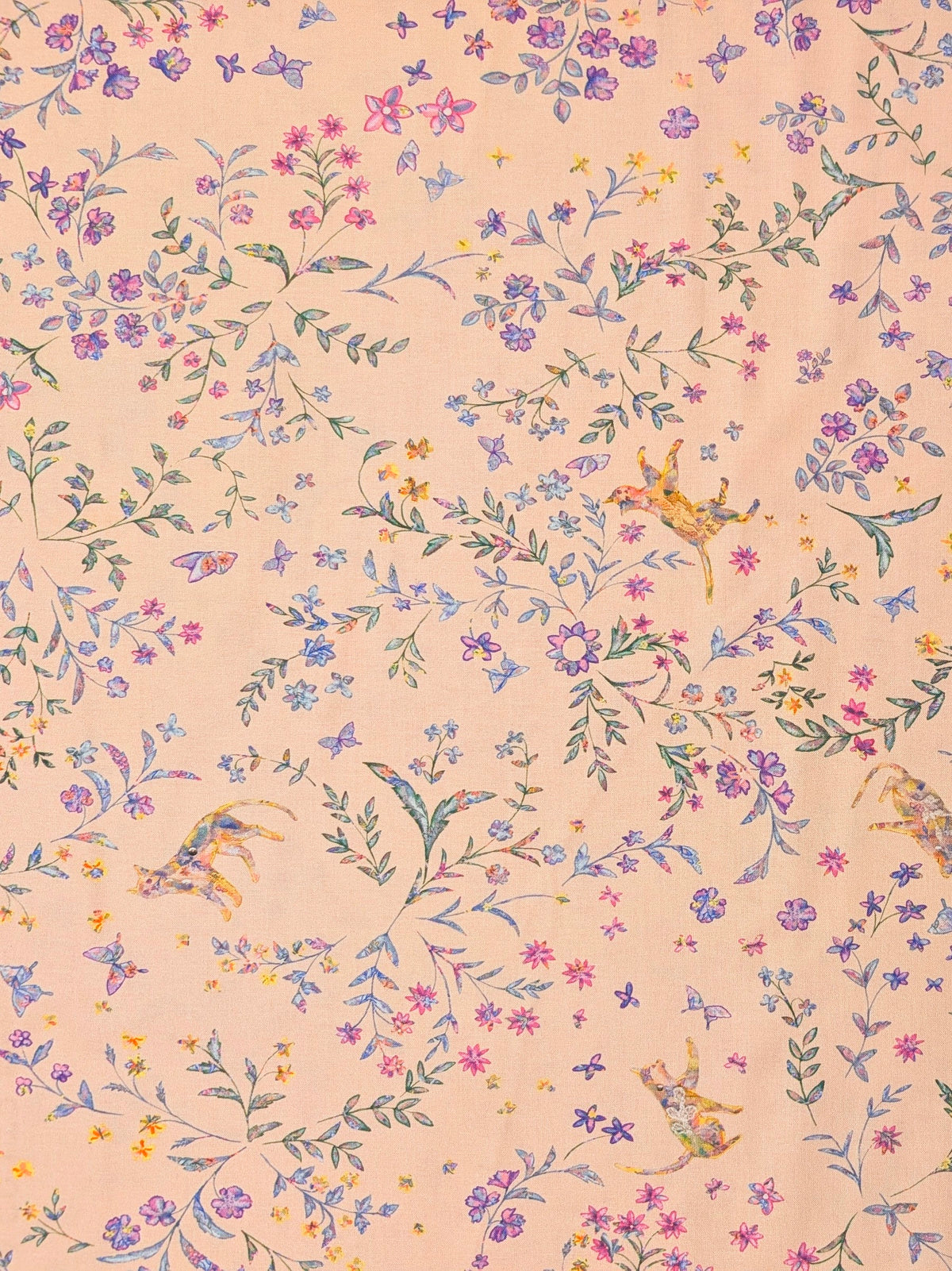 Kokka - mumea Dreamy Butterflies Cotton Sheeting Fabric - Pink