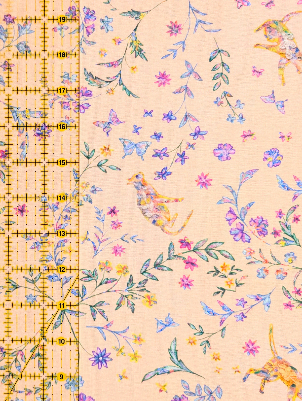 Kokka - mumea Dreamy Butterflies Cotton Sheeting Fabric - Pink