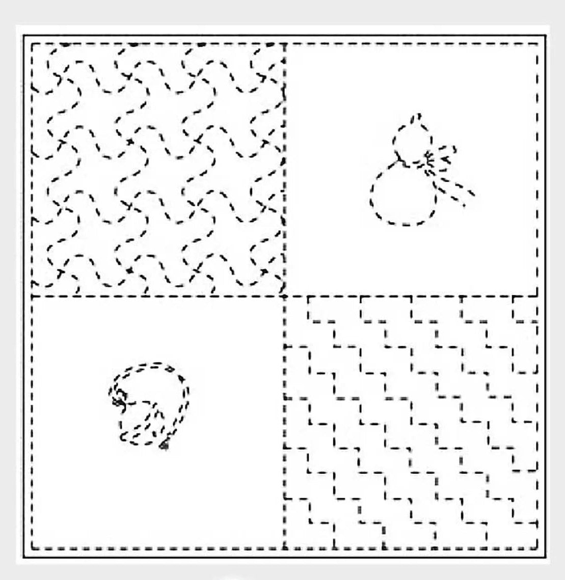 Yokota - Bell and Gourd Cotton Sashiko Fukin Sampler Cloth - White
