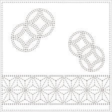 Yokota - Asanoha and Shippou Cotton Sashiko Fukin Sampler Cloth - White