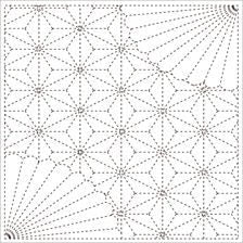 Yokota - Asanoha and Shippou Cotton Sashiko Fukin Sampler Cloth - White