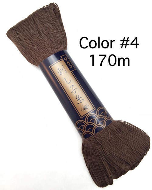 Yokota #4 BROWN 170 meter skein Japanese Cotton Sashiko thread