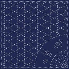 Yokota - Fan and Basket Cotton Sashiko Fukin Sampler Cloth - Navy