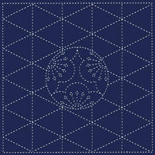 Yokota - Ume Plum Blossom Cotton Sashiko Fukin Sampler Cloth - Navy