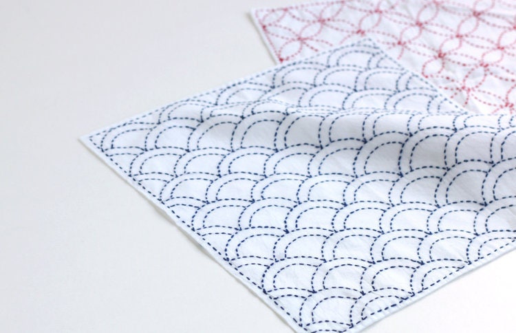Daruma - Ten Tree Cotton Sashiko Fukin Sampler Cloth - White