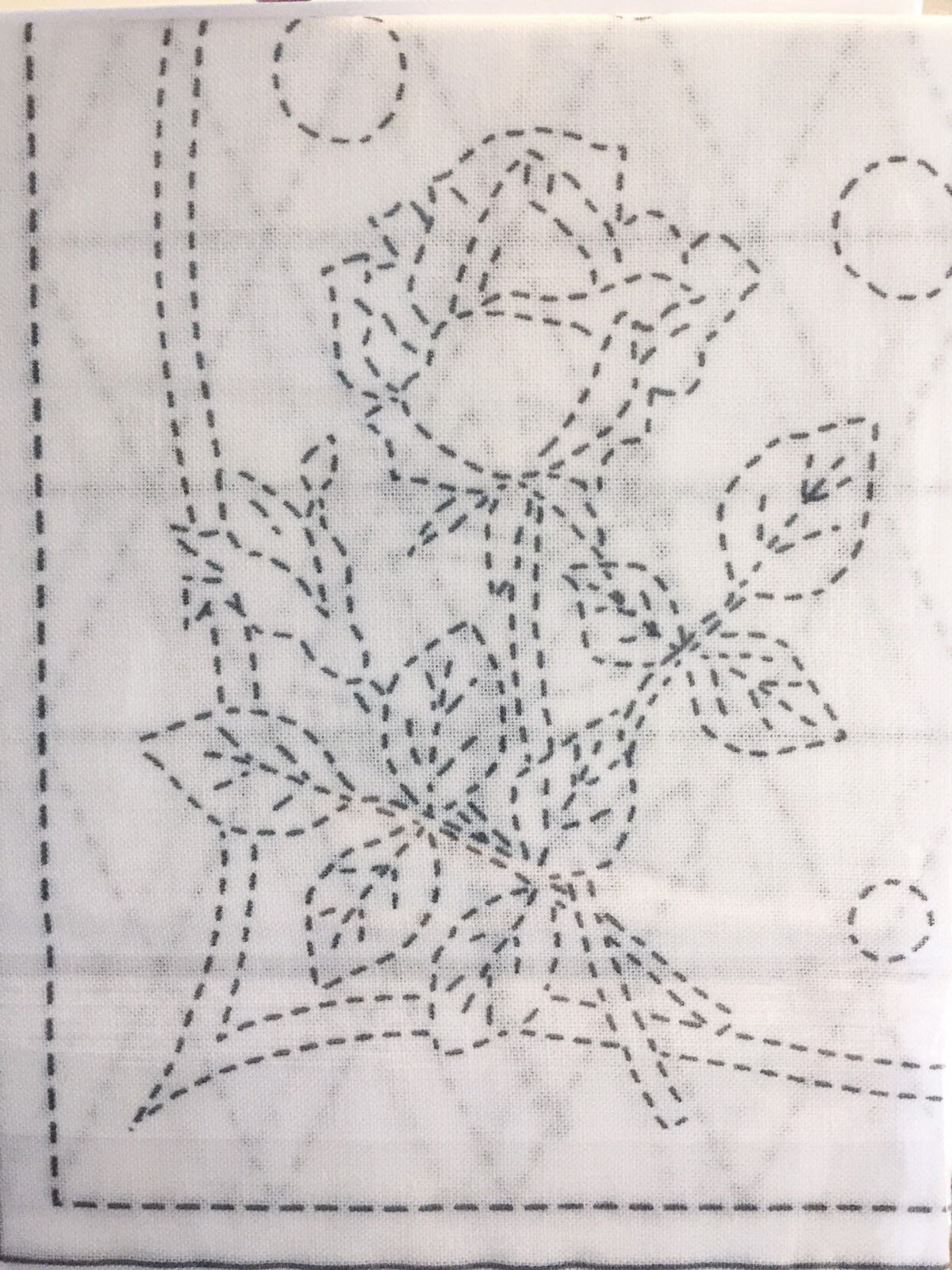 Orimono Imports - Rose Double Print Sashiko Hana Fukin Sampler Towel - White