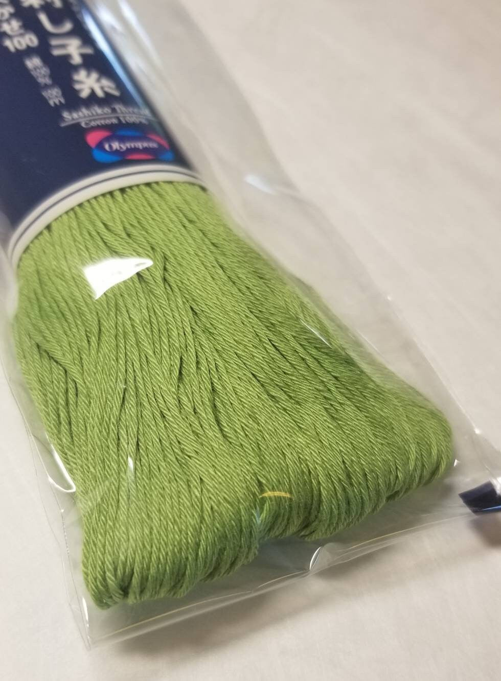 Olympus - Cotton Sashiko Thread 100m Skein - Color #107 Lime Green