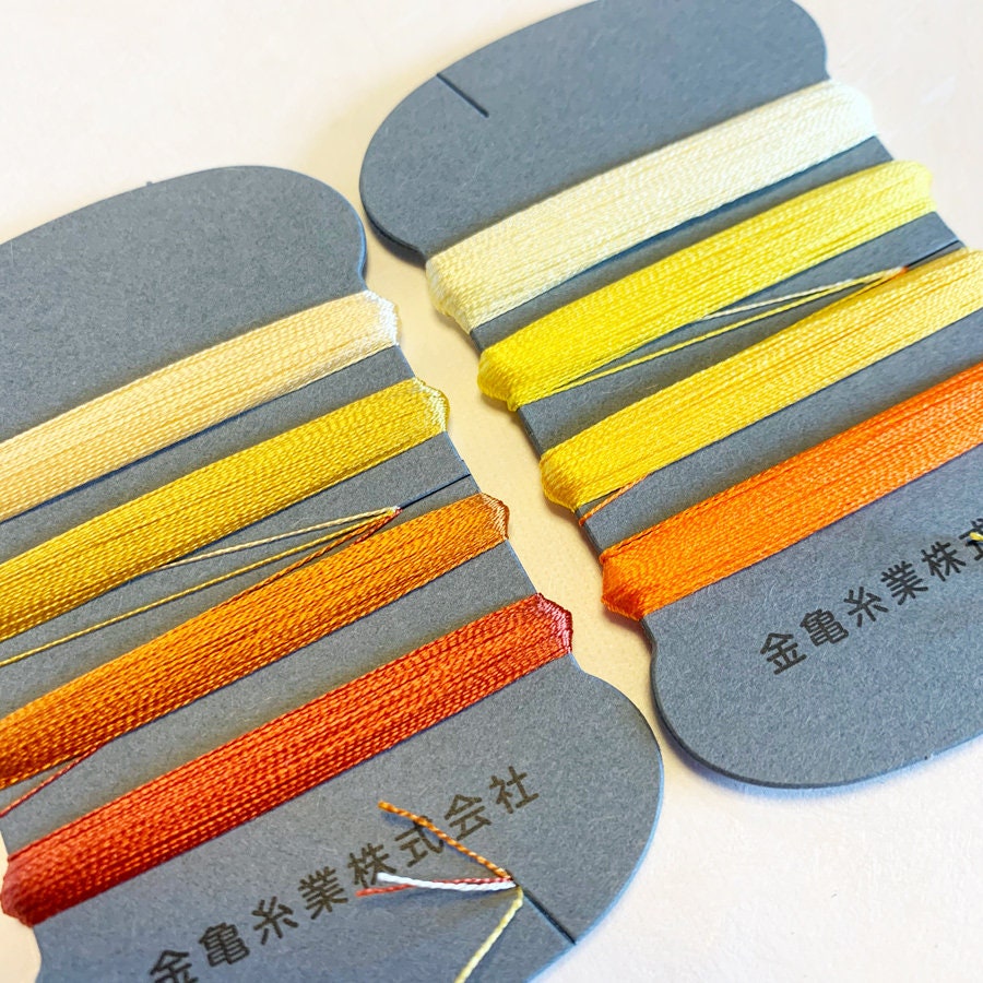 Kinkame - Silk Thread 4 Color Assortment - #2 Sunset (Orange, Yellow, Tawny, Rust)